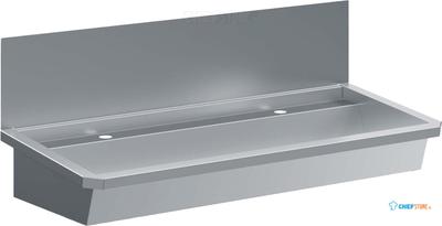 RVS WASBAK 2 KRANEN 1200MMINCLUSIEF AFVOERPLUG En SPATSCHERM - Combisteel 7013.4605