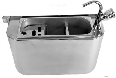 IJSLEPEL SPOELBAK Met KRAAN 410X120X270MET WATERAFVOERGAT, WATERAANSLUITING En STANDPIJP - Combisteel 7108.0025 1