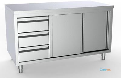 700 Werktafel Schuifdeuren Laden Links, combisteel 7333.0248 1