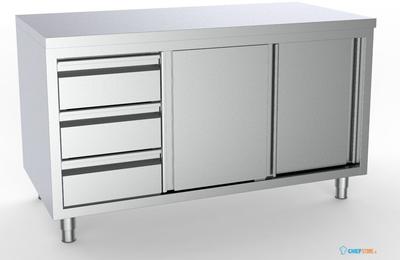 700 Werktafel Schuifdeuren Laden Links 2000, combisteel 7333.0254 1