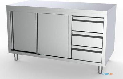700 Werktafel Schuifdeuren Laden Rechts 1800, combisteel 7333.0260 1