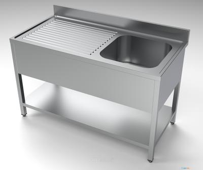 700 Spoeltafel Bodemschap 1 Rechts 1400, CombiSteel 7333.0845 1