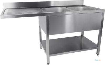 700 SPOELTAFEL BODEM Met UITSP. VAATWASSER DEMONTABEL 2 RECHTS 1600 - Combisteel 7333.1425 1
