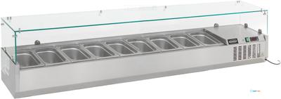 Gekoelde Opzetvitrine | 9x 1/3 GN | Glaswand | RVS | Combisteel | 7450.0023 1