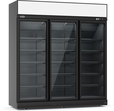 Vrieskast | 1530 L | 3 glasdeuren | zwart | lichtbak | Combisteel | 7455.2435 1