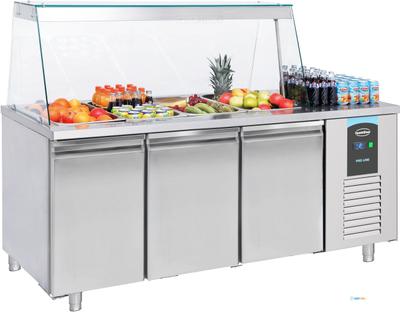 Saladette met glasopstand | 3 Deuren | 4x 1/1 GNPan | Pro line | Combisteel | 7489.5155 1