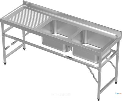 Inklapbare Spoeltafel | 180 x 60cm | 2 rechts | Combisteel | 7490.0280 1