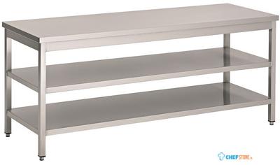Werktafel met 2 schappen | 200cm breed | RVS | Combisteel | 7812.0298 1