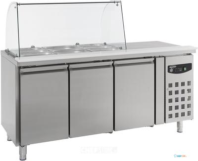 Koelwerkbank, Saladette | Glasopstand | 3 deuren, 1/1GN | Standard Line | Combisteel | 7950.0415 1