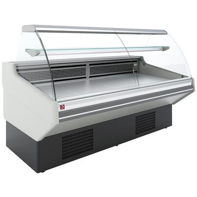 Diamond Statische Vitrinetoonbank met Opslag, Gebogen Glas - WITTE Voorkant - CMN20-S3 1