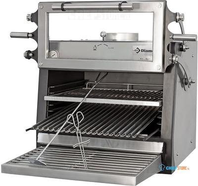 Diamond Houtskooloven-BBQ, GN 1/1 (60 Kg/h)/ - Hefbare deur/Roestvrij staal | CBQ-060/RX 1