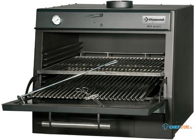Houtskooloven-Bbq, Gn1/1 + Gn2/4 (75Kg/H) | Diamond | CBQ-075/BK 1