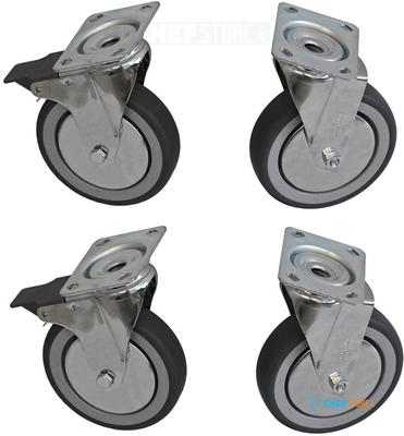 Diamond 4 Wielen kit in RVS voor kast, 2 met rem | A77KIT/B-X 1