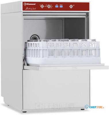 Horeca glazenvaatwasser met doorlopende waterontharder | 40 x 40 mand | 230V | Best wash | DBS5/6-AC | Diamond 1