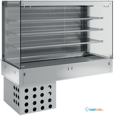 Muurmodel met Topelement En "vierkante" Open Uitstalvitrine 3 Niveau's (met Gordijn), Gekoeld, Geforceerd, 3x GN1/1 - Diamond DPA/CTVA312-R2 1