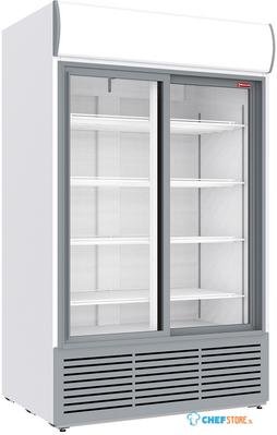 Diamond Positieve Gekoelde Vitrine 1230 Liter, Lichtbak, 2 Schuifdeuren - WIT - DRK12-CW