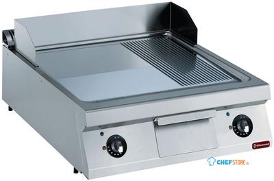 Diamond Elektrische bakplaat 2/3 vlak en 1/3 geribd met hard verchroomde plaat "80 µm" -TOP- | E22/PMCD8T-230/3--N 1