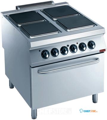 Diamond Elektrisch Fornuis met 4 Kookplaten Vierkant | 4x 4 kW | 2/1 GN Oven 1