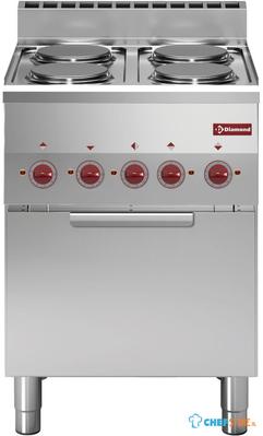 Fornuis 4 Kookplaten En Elektrische Convectie-Oven GN 2/3 - Diamond E60/4PFV6-N 1
