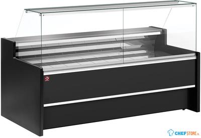 Diamond Geforceerde gekoelde vitrinetoonbank- met recht frontglas 90° met reserve - ZWART | FC30/B5-VR2 1