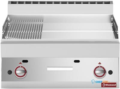 Bakplaat 2/3 Glad En 1/3 Gegroefd -Top- Hard Verchroomde "50 µm" - Diamond G65/PMCD7T-N 1
