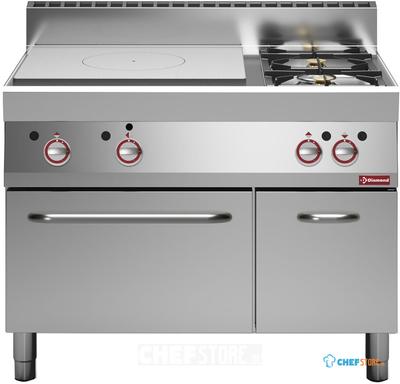 Fornuis - Doorkookplaat - 2 Gasbranders - Gasoven - Neutrale Kast - Diamond G65/T2BFA11-N 1