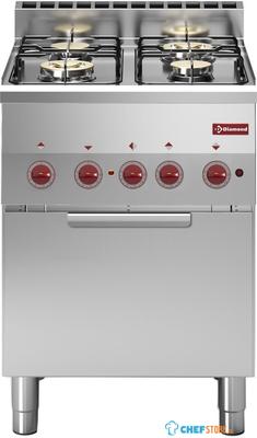 Gasfornuis 4 Branders En Elektrische Convectie-Oven GN 2/3 - Diamond G60/4BFEV6-N 1