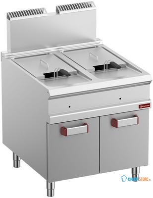 Gasfriteuse Met 2 Kuipen Van 18 Liter (2x 18 KW) Op Gesloten Kast - Diamond G9/F36A8-N 1