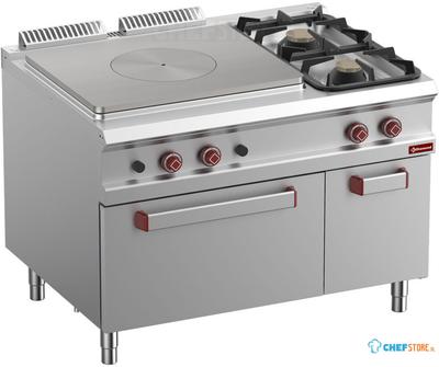 Gasfornuis Doorkookplaat - 2 Branders - Oven GN 2/1 - Neutrale Gesloten Kast - Diamond G9/T2BFA12-N 1