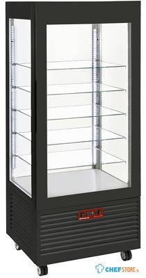 Diamond Vitrine 4 zijden T° positief, 5 niveaus in glas, Geforceerd, 480 Lit., ZWART | INN/VN-B9-R2 1