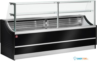 Gekoelde toonbank recht 200cm | Met Reserve-opslag | Full Black | Diamond | OL200/B5-R/R2 1