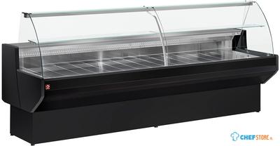 Gekoelde Vitrinetoonbank Gebogen Ruit, Geforceerd, Met Reserve - Zwart, Diamond ML30/B5-VV/R2 1