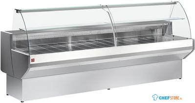 Gekoelde Vitrinetoonbank Gebogen Ruit, Geforceerd, Met Reserve - Grijs/wit, Diamond ML30/E8-VV/R2 1