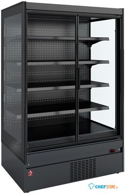 Diamond Gekoeld Wandmeubel, Glazen Zijkanten, Zelfbediening, Klapdeuren - Zwarte Decoratie - SCM26-C5 1