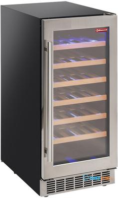 Diamond Wijnkast Vitrine, Geventileerd, Roestvaststalen Deur, 106 Lt., ZWART - WCB/12-T1 1