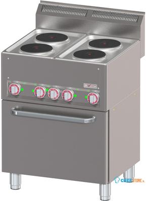 Diverso By Diamond Fornuis met 4 Elektrische Kookplaten op Conventieoven GN 1/1 - WR-E4CF-22 1