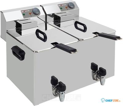 Diverso By Diamond Elektrische Friteuse Tafelmodel 2x 8 Liter + Aftapkraan - WR-EF16-D8 1