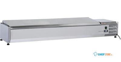 Diverso By Diamond Gekoelde Opzetvitrine 8 X GN 1/3 -150 Mm, met RVS Deksel - WR-SY18-C5