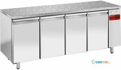Diamond Koelwerkbank, gevent., 4 deuren EN 600x400 - Top in graniet (zonder groep) - TPS4N/HG 1