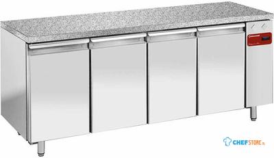 Diamond Diepvriestafel, gevent., 4 deuren EN 600x400 - Top in graniet (zonder groep) | TPS4B/HG 1