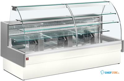 Gekoelde Vitrinetoonbank - Statisch - Ladensysteem - Zonder Reserve - GRIJS/WIT - Diamond VE14/E8-R2P 1