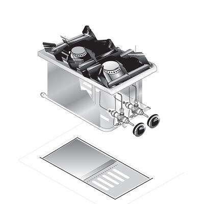 Gastro-Inox "drop-In" Kooktoestel, 40 Cm, 2 Branders, Gastro-Inox 160.501 1