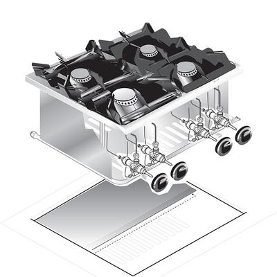 Gastro-Inox "drop-In" Kooktoestel, 60 cm , 4 Branders, Gastro-Inox 160.504 1