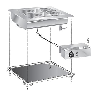 Gastro-Inox "drop-In" Bainmarie 60 cm Met Aansluitblok, Gastro-Inox 160.546 1