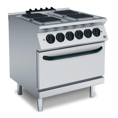 Gastro-Inox 700 Hp Kooktoestel Met 4 Vierkante Kookplaten En Gn2/1 Elektrische Oven, 80cm, Gastro-Inox 170.037 1