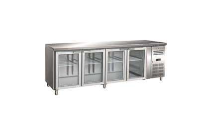 Gastro-Inox RVS GN Koelwerkbank met 4 Glasdeuren, Geforceerd Gekoeld - 202.242 1