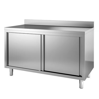 Gastro-Inox RVS Werkbank 1300(l)x600(d)x850(h)mm Met Schuifdeuren En Achteropstand, Gastro-Inox 302.136 1