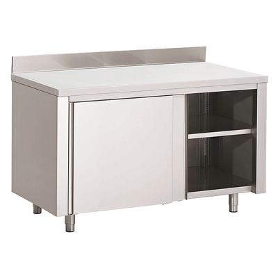 Gastro-Inox RVS Werkbank 1800(l)x600(d)x850(h)mm Met Schuifdeuren En Achteropstand, Gastro-Inox 312.078 1