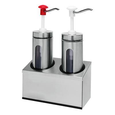 Dubbele 30ml Sausdispenser Met Kijkvenster En Witte En Rode Drukknopbediening, Gastro-Inox 503.119 1