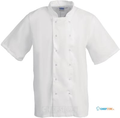 Whites Boston unisex koksbuis korte mouw wit S | B250-S